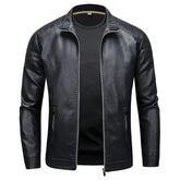 Men's Stand Collar Leather Jacket – Fashion Slim Fit Casual Korean Style - Himpall